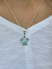 Larimar Turtle Necklace on .925 Sterling Silver - 18"

The sea turtle symbolizes longevity, endurance, tranquility, and persistence. This simple yet elegant Larimar and Sterling Silver Sea Turtle pendant necklace is a stunning addition for anyone who loves the ocean and sea turtles. Charm Dimensions: 1"