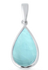 Larimar teardrop pendant in .925 sterling silver on white background — genuine Dominican Republic Larimar — Crabby Mermaid