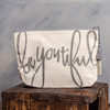 BeYouTiful zipper pouch open view showing interior and tassel zipper — Crabby Mermaid