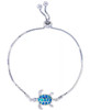 Blue opal sea turtle bolo bracelet in .925 sterling silver with adjustable toggle closure — Crabby Mermaid