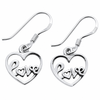 Sterling silver heart love dangling earrings 925 silver heart drop earrings coastal jewelry