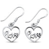 Sterling silver heart love dangling earrings 925 silver heart drop earrings coastal jewelry