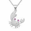 Sterling silver crab pendant necklace with cubic zirconia stones on white background ‚Äî Crabby Mermaid