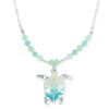 ombre blue turtle pendant necklace with faceted beads 18 inch coastal beach jewelry