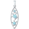 Larimar three sea turtle sterling silver marquise pendant necklace on white background — genuine Dominican Republic Larimar — Crabby Mermaid
Pendant Dimension:1.5"

This beautiful turtle pendant necklace is perfection! ¬†We love the unique shape and