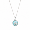 Larimar round starfish sterling silver necklace with chain on white background — genuine Dominican Republic Larimar — Crabby Mermaid