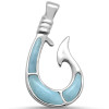 Natural Larimar Fish Hook .925 Sterling Silver - 18"
Our breathtaking and classy Fish Hook Necklace is perfect for all ocean lovers. Made from natural Larimar and set in sterling silver this captivation piece is sure to please. 

18" sterling silver chain.
Pendant dimensions: 1.25"

Larimar is an alluring blue gemstone found only in the heart of a volcano in the Dominican Republic. Each piece is unique, with varying shades of blue that will remind you of the ocean.