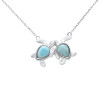 Larimar two turtle pendant necklace in sterling silver — two genuine Larimar gemstones — hand assembled by Crabby Mermaid