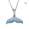 Sterling silver aqua Swarovski crystal whale tail necklace with turquoise flukes - handcrafted in Ireland Dublin Assay Office - Crabby Mermaid