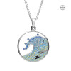 Sterling silver circular ocean wave necklace with sapphire aquamarine and peridot crystals — handcrafted in Ireland Dublin Assay Office silver circular ocean wave necklace with sapphire aquamarine and peridot crystals — handcrafted in Ireland Dublin Assay Office