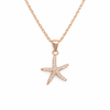 Rose gold plated pavé cubic zirconia starfish necklace on white background - 16mm sterling silver starfish pendant - Crabby Mermaid