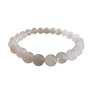 Rose quartz 8mm beaded stretch bracelet on white background — genuine rose quartz gemstone — Crabby Mermaid