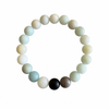 Amazonite gemstone beaded stretch bracelet on white background