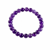 Amethyst gemstone beaded stretch bracelet on white background — deep purple 8mm natural amethyst beads on stretch cord — Crabby Mermaid