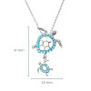 Sterling silver aqua crystal mother and baby sea turtle necklace dimensions — 20mm wide x 31mm tall — handcrafted in Ireland — Crabby Mermaid