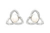 Platinum plated Trinity Knot stud earrings with freshwater pearl and Swarovski crystals — 11mm — handcrafted in Ireland — Crabby Mermaid