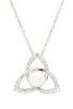 Platinum plated Trinity Knot pendant necklace with freshwater pearl and Swarovski crystals - 18 inch chain - handcrafted in Ireland - Crabby Mermaid
