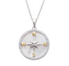 Sterling silver mother of pearl compass pendant necklace with gold directional letters and white crystal halo - handcrafted in Ireland - Crabby Mermaid