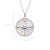 Sterling silver mother of pearl compass necklace dimensions - 19.5mm wide x 26mm tall - white crystal halo - handcrafted in Ireland - Crabby Mermaid