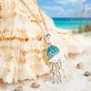 Sterling silver aqua crystal jellyfish necklace with shell on Florida Gulf Coast beach - handcrafted in Ireland - Crabby Mermaid