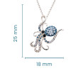 Close up octopus necklace sterling silver blue crystals