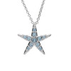 Sterling silver starfish pendant necklace with aqua Swarovski crystals on white background - handcrafted in Ireland - Crabby Mermaid
