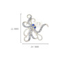 Sterling silver octopus stud earring dimensions — 22mm tall x 20mm wide — aquamarine and sapphire blue crystals with freshwater pearl — Crabby Mermaid