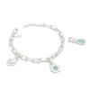Interchangeable charm bracelet in sterling silver plated brass with amazonite charms on white background — adjustable 6.75 to 7.75 inches — Crabby Mermaid