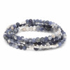Stone Wrap Sodalite Silver bracelet on white background showing full wrap style — Crabby Mermaid