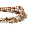 Close-up detail of Aqua Terra beads and plated brass accent beads on stone wrap bracelet - Crabby Mermaid