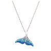 Sterling silver whale tail necklace with ombre blue crystals on Belcher chain on white background - handcrafted in Ireland - Crabby Mermaid