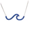 Sterling silver sea wave necklace with sapphire blue Swarovski crystals - double-hole pendant design - handcrafted in Ireland - Crabby Mermaid
