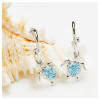 Sterling silver aquamarine crystal turtle earrings ‚Äî ocean inspired jewelry gift handcrafted in Ireland