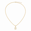 18K gold PVD epoxy seahorse charm necklace on Singapore chain with lobster clasp and extender — white background product shot