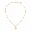 18K gold PVD epoxy whale tail charm necklace on Singapore chain with lobster clasp and extender - white background product shot