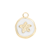 Gold paperclip chain necklace with epoxy starfish charm in 18K gold PVD stainless steel, waterproof coastal jewelry