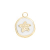Close-up of white epoxy starfish charm with raised gold starfish detail - Crabby Mermaid