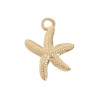 Close-up of solid textured gold starfish charm — 18K gold PVD stainless steel — Crabby Mermaid