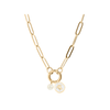 Sea La Vie paperclip charm holder necklace with pearl and epoxy turtle charms gold