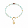 18K gold PVD amazonite bead bracelet with sea turtle charm on white background - Crabby Mermaid