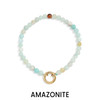 Natural amazonite semi-precious stone bead bracelet with 18K gold PVD charm keeper shown without charm - stone name reference