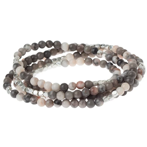 Stone Wrap Ocean Agate bracelet on white background showing full wrap style - Crabby Mermaid