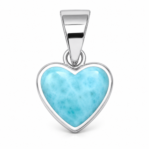 Larimar heart necklace in sterling silver with genuine Dominican Republic Larimar — Crabby Mermaid