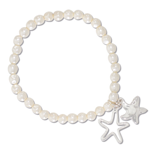 Pearl Beads with Starfish Stretch Bracelet