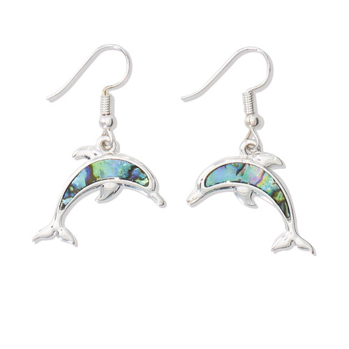 Dolphins Abalone Earrings on Wires