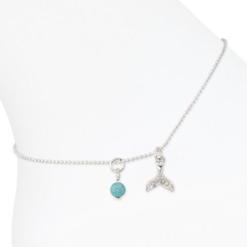 Crystal Mermaid Tail & Turquoise Bead Anklet
Come with lobster claw clasps and 2" extender