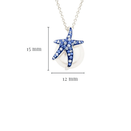 Sterling silver pearl sapphire starfish necklace pendant 14mm wide x 18mm tall ‚Äî ocean jewelry handcrafted in Ireland ‚Äî Crabby Mermaid