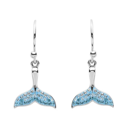 Explore elegance and symbolism with our Blue Whale Tail Drop Earrings from Crabby Mermaid. Crafted in Sterling silver, adorned with sparkling crystals, and featuring a turquoise blue whale tail design, these earrings symbolize speed, strength, and joy. The serene blue and clear crystals add a touch of tranquility. Perfect for any occasion, pair them with our matching pendant for a complete set. Elevate your style with these timeless accessories from Crabby Mermaid, seamlessly blending sophistication and meaning.