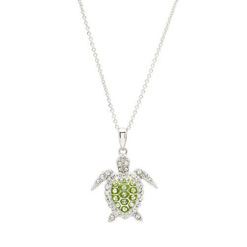 Add a touch of ocean elegance with the Sterling Silver Peridot Green Crystal Turtle Necklace. Featuring sparkling peridot and white crystals, this coastal-inspired piece is perfect for beach lovers. Shop now at Crabby Mermaid! Add a touch of ocean elegance with the Sterling Silver Peridot Green Crystal Turtle Necklace. Featuring sparkling peridot and white crystals, this coastal-inspired piece is perfect for beach lovers. Shop now at Crabby Mermaid!