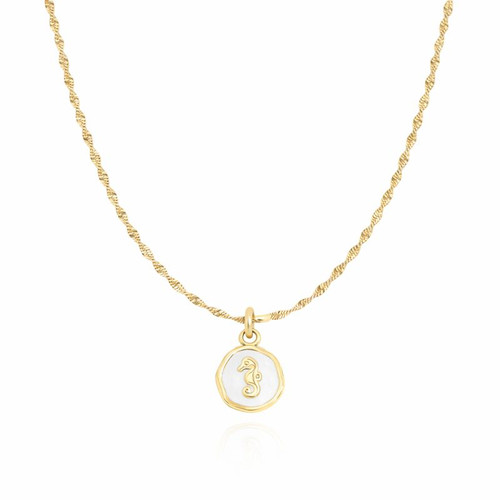 Seaside Grace epoxy seahorse charm necklace gold ocean inspired jewelry